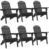 Yaheetech Folding Adirondack Chair Set of 6 Outdoor, 300LBS Solid Wood Garden Chair Weather Resistant, Fire Pit Lounge Chairs for Garden/Yard/Patio/Lawn, Black Yaheetech