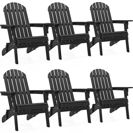 Yaheetech Folding Adirondack Chair Set of 6 Outdoor, 300LBS Solid Wood Garden Chair Weather Resistant, Fire Pit Lounge Chairs for Garden/Yard/Patio/Lawn, Black Yaheetech