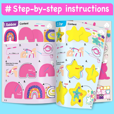 EZCRA Easy Arts and Crafts for Kids - No Mess Sewing Kit for Kids - 4 Easy to Do Unicorn Sewing Projects - Fun Felt Stickers - Tools with Instruction - Gifts for Girls Age 4,5,6,7,8 EZCRA