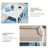 Shintenchi 3 Piece White Metal Outdoor Furniture Sectional Set, Modern Outdoor Metal Chair Conversation Furniture Set with Coffee Table for Patio,Backyard,Balcony (Khaki) Shintenchi