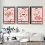 KICHANG 3Pcs Pink Tarot Diamond Painting Kits for Adults,5D Diamond Painting Diamond Art Kits,Diamond Art Diamond Painting Kits,Round Diamond Dot Full Drill Diamonds Crafts for Wall Decor&Gift-12x16in KICHANG