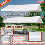 BenefitUSA 10x20' Waterproof Upgraded Carport Replacement Canopy Only Garage Top Cover Tent Shelter Tarp with Ball Bungee Cords,Frame is not Included BenefitUSA