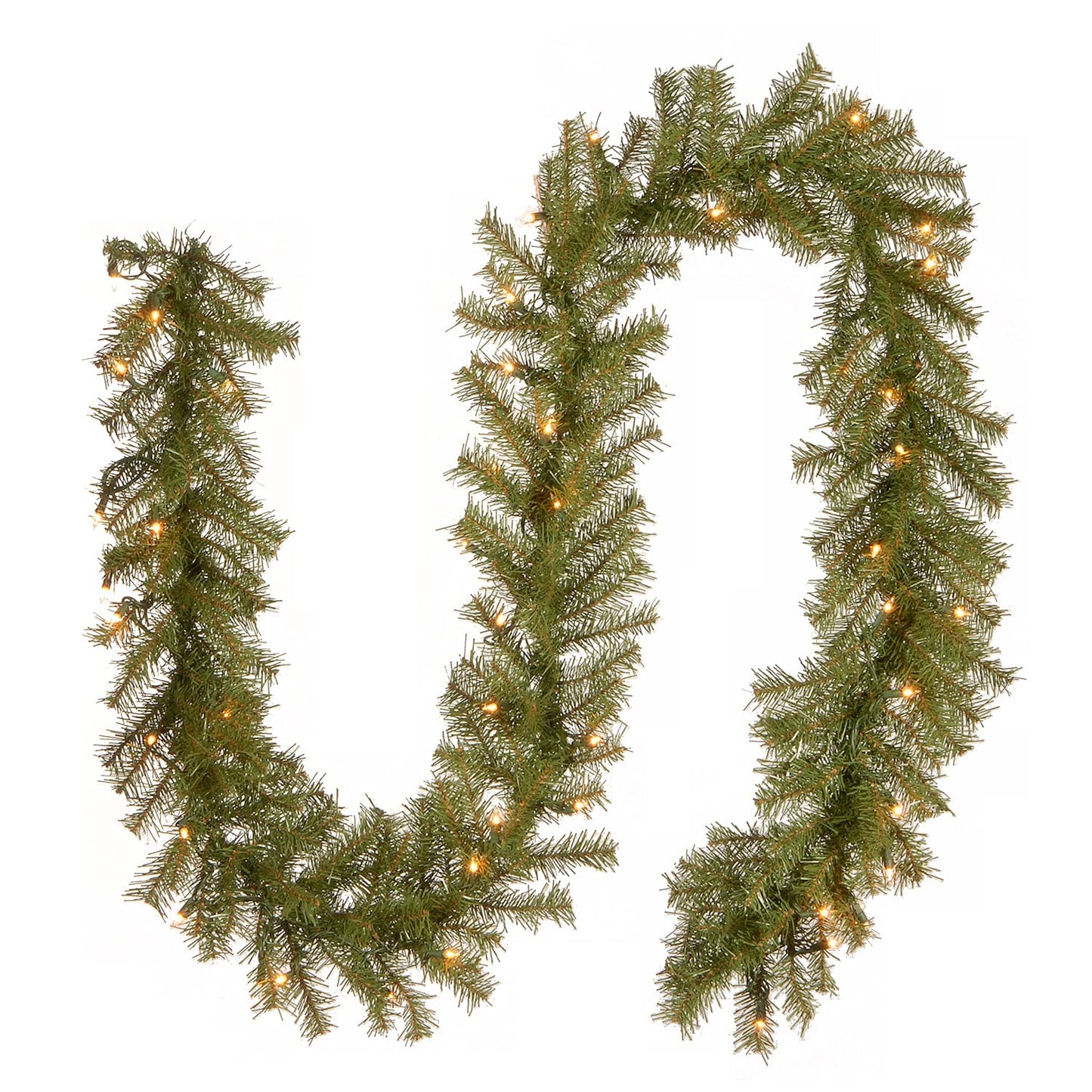 National Tree Company Pre-Lit Artificial Christmas Garland, Green, Norwood Fir, White Lights, Plug In, Christmas Collection, 9 Feet