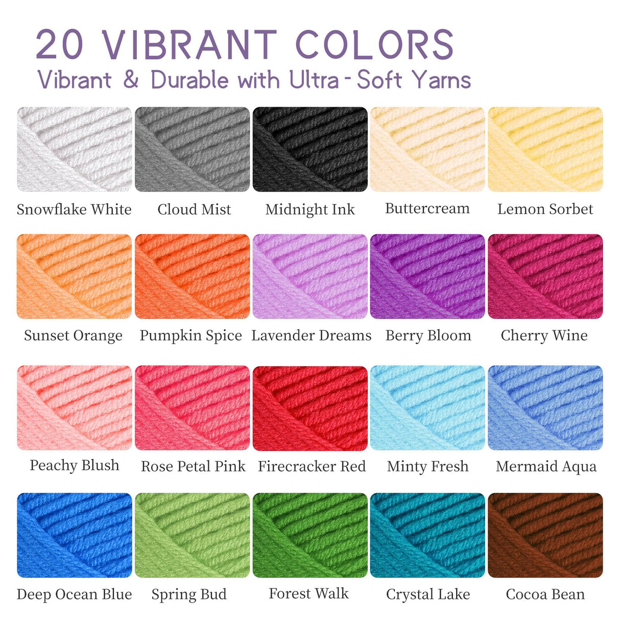 JC CRAFT Deluxe Beginner Crochet Kit – 116-Piece Set with 20 Yarns, Ergonomic Hooks, Accessories, Book for Beginners & Online Tutorial – DIY Starter Kit for Adults & Kids with Purple Bag & Case JC CRAFT