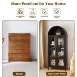 VEXPOR 73 in Tall Metal Arched Cabinet, Kitchen Pantry Cabinet with Glass Door, Modern Farmhouse Display Bookshelf with 2 Adjustable Shelves for Dining Room and Living Room, Black, Assembly Required VEXPOR