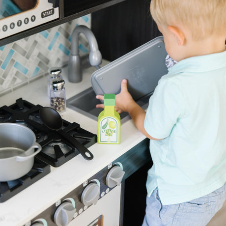 Melissa & Doug Wooden Chef’s Pretend Play Toy Kitchen With “Ice” Cube Dispenser – Charcoal Gray - Kitchen Play Set For Toddlers And Kids Ages 3+ Melissa & Doug