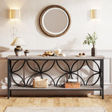 Tribesigns 70.9-Inch Narrow Sofa Table, Industrial Long Sofa Table Behind Couch, Entry Console Table with Storage for Entryway, Living Room, Foyer, Unique Design, Vintage Grey Tribesigns
