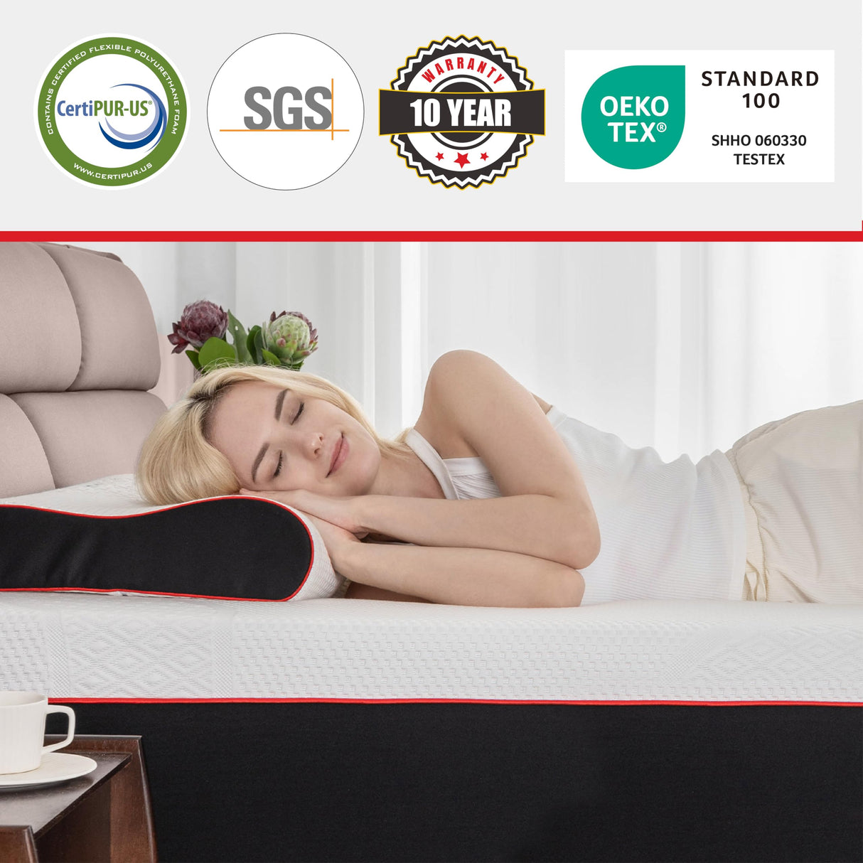 MLILY California King Mattress Bed Mattress, Manchester United 10 Inch Memory Foam Mattress, Cool Sleep & Pressure Relief, Made in USA, White MLILY