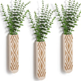 WEWEOW Wall Planter for Indoor Plants, 3 Pack Geometric Hanging Planter, Stylish Wood Vase for Fake Plants and Dried Flowers Stems, Boho Wall Decor for Living Room, Bedroom, Entryway WEWEOW
