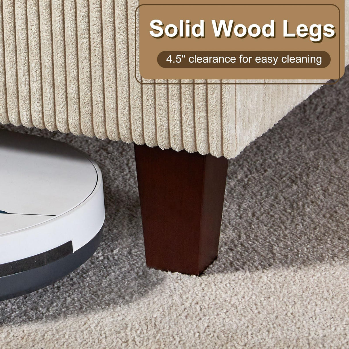 HOWE King Size Cream Upholstered Wingback Bed Frame with 50.8" Headboard HOWE