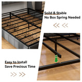 SADENICEL King Size Bed Frame with Storage Headboard, Metal Platform Bed Frame King with 4 Drawer, LED Light, Charging Station, No Box Spring Needed, Noise Free, Easy Assembly, Grey SADENICEL