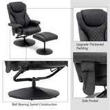 MCombo Recliner with Ottoman, Reclining Chair with Massage, 360 Swivel Living Room Chair Faux Leather, 4901 (Black) MCombo