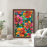 Lxmsja Stained Glass Flower Diamond Art Kits for Adults, Flowers DIY Full Drill Diamond Painting Kits for Beginners, 5D Gem Art Crafts for Adults, Home Wall Decor 12x16 inch Lxmsja