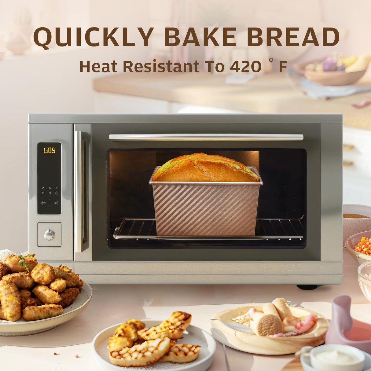 KITESSENSU Pullman Loaf Pan with Lid, 1 lb Dough Capacity Non-Stick Bakeware for Baking Bread, Carbon Steel Corrugated Bread Toast Box Mold with Cover for Baking Bread, Gold KITESSENSU