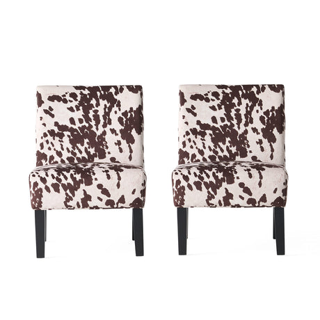 Christopher Knight Home Kassi Fabric Accent Chairs, 2-Pcs Set, Milk Cow Christopher Knight Home