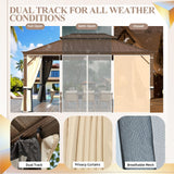 YOLENY 12' x 20' Hardtop Gazebo Faux Wood Grain Metal Gazebo with Aluminum Frame, Galvanized Steel Double Roof, Outdoor Patio Gazebo Pergolas with YOLENY