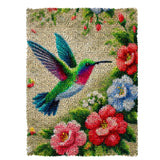 MIAOLLUN Hummingbird Flower Latch Hook Kits for Adults Kids, DIY Bird Pre-Printed Canvas Rug Cushion Making Craft Embroidery Crochet Yarn Kit 52X38cm MIAOLLUN