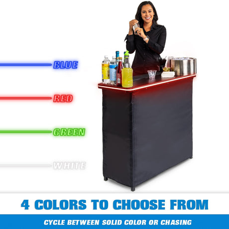 GoBar Portable Bar Table with Multi-Color LED Lights - Mobile Bartender Station for Events - Includes Carrying Case GoPong