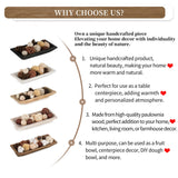 Hanobe Decorative Wood Dough Bowl: Long Wooden Centerpiece Table Decorations Natural Candle Holder Tray Decor Rustic Unfinished Trough Centerpieces for Dining Room Kitchen, White Hanobe