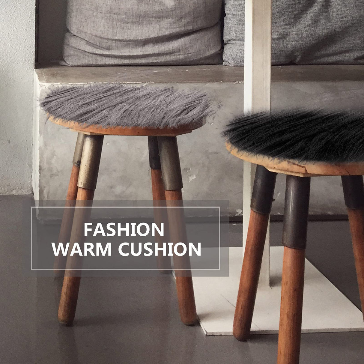 4 Pieces Faux Fox Fur Square Fabric Shaggy Fur Patches Fabric Cuts Chair Cover Seat Cushion Pad for DIY Craft(Khaki, White, Black, Gray) Tatuo