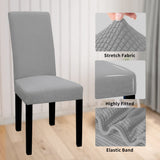 Easy-Going 100% Waterproof Dining Room Chair Cover Set of 6, Stretch Jacquard Parson Chair Slipcover Removable Washable Chair Protector for Home, Restaurant, Banquet (Large, Light Gray) Easy-Going