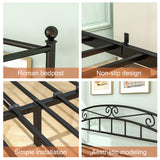 MaiDeHaoo Metal Canopy Bed Frame Queen Size, Metal Platform Bed with Sturdy Slatted Structure, 4-Poster Canopy Bed Frame with Headboard and Footboard, Noise-Free, Black MaiDeHaoo