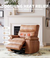 GarveeHome Oversized Power Rocker Swivel Recliner Chair - Heat and Massage, Extra Wide Electric Recliner Ergonomic PU Leather Single Sofa, Tall Back, Padded Seat, Lazy Chair for Living Room GarveeHome