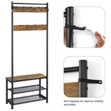 Yaheetech 3-in-1 Hall Tree Coat Rack Shoe Bench with 9 Hooks and Storage Shelf, Industrial Entryway Storage Shelf Bench, Easy Assembly, Rustic Brown Yaheetech