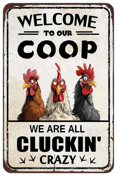 Chicken Coop Accessories Funny Chicken Signs Rooster Decorations Chicken Stuff For Farmhouse Farm Kicthen Decor Welcome To Our Coop 12x8 Inches