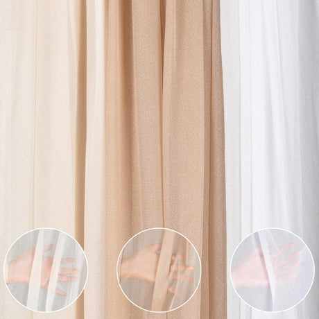 Lvydec 3 Panels Wedding Arch Draping Fabric, 30" x 20ft Mixed Color Chiffon Fabric Drapery Sheer Backdrop Curtain for Wedding Ceremony Party Decoration (Elegant Neutral) Lvydec