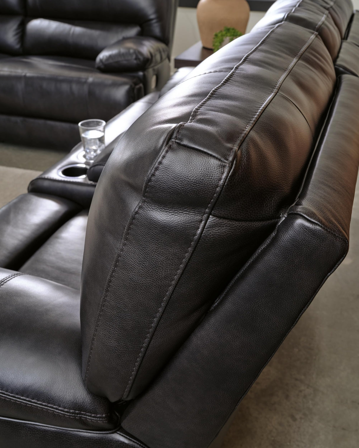 Signature Design by Ashley Mountainous Modern Leather Match Wall Hugger Power Reclining Sofa with Adjustable Headrest and USB Ports, Black Signature Design by Ashley