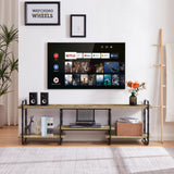 VECELO TV Stands for 75 Inch,Entertainment Center/Media Console Table with Adjustable Storage Shelves for Living Room/Bedroom,Grey VECELO