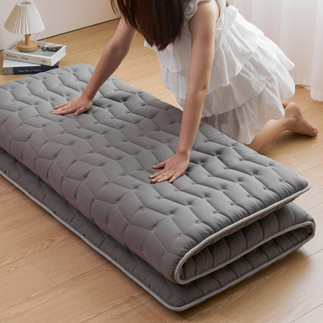 Vibe bear Premium Foam Japanese Futon Floor Mattress Queen Size 60"x 80",100% High Density Foam Comfortable Floor Mattress,3.5" Thicken Foldable Sleeping Pad,Dormitory Tatami Mat(Gray) Vibe bear