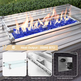 ALAULM 15 Pieces Outdoor Patio Furniture Set with Propane Fire Pit Table Outdoor Sectional Sofas Patio Furniture 43" Gas Fire Pit Brown PE Rattan Patio Conversation Set w/12 Cushions-Sand ALAULM