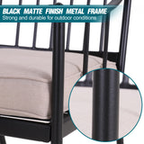 PHI VILLA 5 Piece Outdoor Dining Set for 4, Round Steel Dining Table with Umbrella Hole & Heavy-Duty Metal Chairs with Cushions, Modern Patio Dining Furniture Set for Deck, Backyard, Porch PHI VILLA