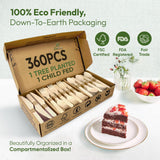 EcoPreps 100% Compostable Wooden Cutlery Set (360 PCS - 150 Forks, 125 Spoons, 85 Knives) Eco-Friendly, Natural, Biodegradable Disposable Utensils Set | Birch Wood Disposable Forks, Knives, and Spoons EcoPreps