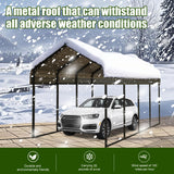 Poborin Durable Metal Carport 10 x 20FT Heavy Duty for Cars - Large Garage Shelter Solution,All-Weather Portable Car Garage Canopy Shelter for Cars & Boat Cover for Yard Poborin