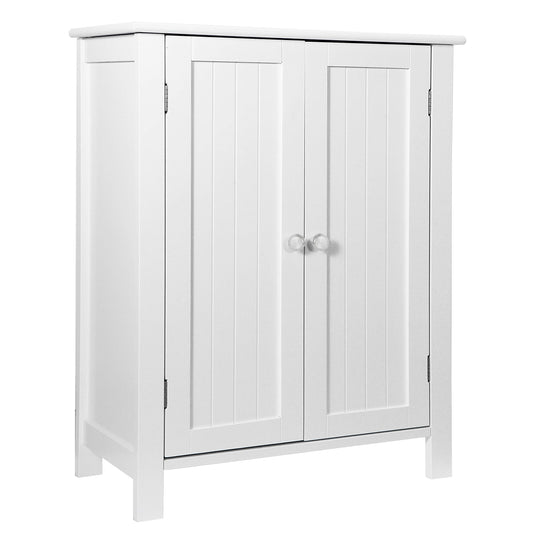 ZENY Bathroom Floor Storage Cabinet with Double Door + Adjustable Shelf, Wooden Organizer Cabinet for Living Room, Bathroom, Bedroom, Modern Home Furniture (White) - WoodArtSupply