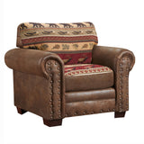 American Furniture Classics OS Home Office Furniture Club Chair, Microfiber, Brown with Sierra Lodge Tapestry American Furniture Classics