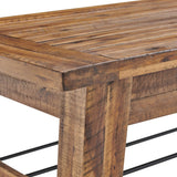 Durango 48-Inch Solid Wood Coffee Table with Storage Shelf Metal Accent – Industrial Farmhouse Living Room Table in Rustic Natural Finish by Alaterre Furniture Alaterre Furniture