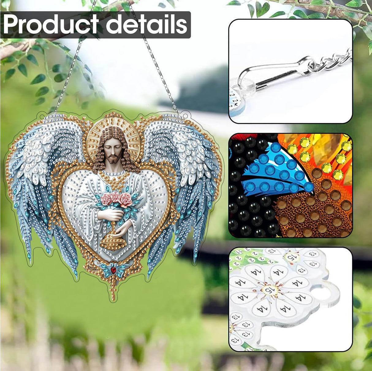 SKRYUIE Hanging Diamond Art Kits for Adults Christ, DIY Window Pendant Diamond Painting Kit Sun Catcher, Special Shaped Crystal Acrylic Double Sided, Porch Outdoor Garden Ornaments 6.9 x 7.88 Inch D3 SKRYUIE