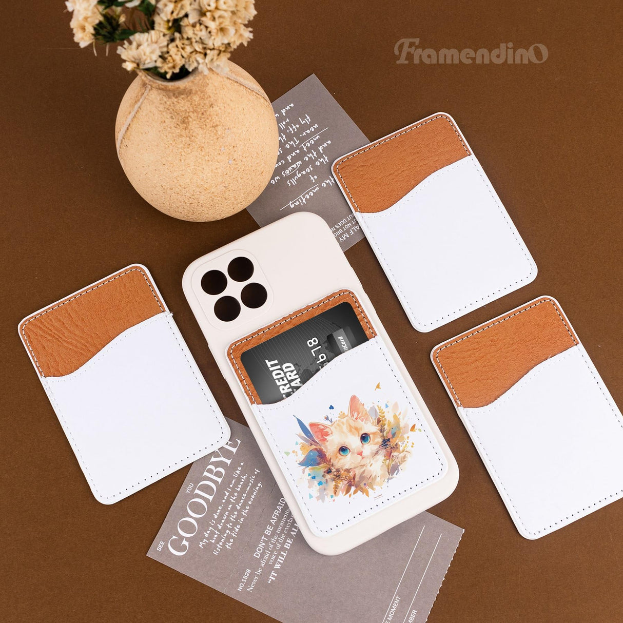 Framendino, 12 Pack Card Holders for Cell Phones Sublimation PU Leather Phone Back Card Pockets Stick PU Leather Card Holder for Phone Card Sleeves DIY Craft Framendino