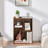 VECELO 3-Cube Small Bookshelf, Modern Bookcases with Shelves Height Up to 12.8 Inches, Suit for Common Size Textbook, Vertical or Horizontal, Cubby Storage Organizer,Rustic Brown VECELO