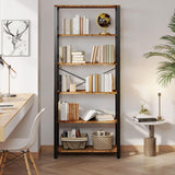 IRONCK Bookshelf, 31.5in Wide Shelf 6 Tier Bookcase, 110lbs/shelf Vintage Industrial Style Bookshelves for Bedroom, Living Room and Home Office, Vintage Brown IRONCK