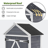 MCombo Outdoor Storage Cabinet with 2 Shelves, Outside Storage Shed with Floor, Wooden Garden Tool Shed with Latch for Yard Deck Lawn, 1000 MCombo