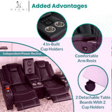 Home Theater Seating, Gaming Chairs for Adults, Wireless Charging Movie Theater Chairs, Power Recline Loveseat with 6 Cup Holders and Tray, Powerful in-Built Speaker, USB Ports, Air Leather – Black Naomi Home