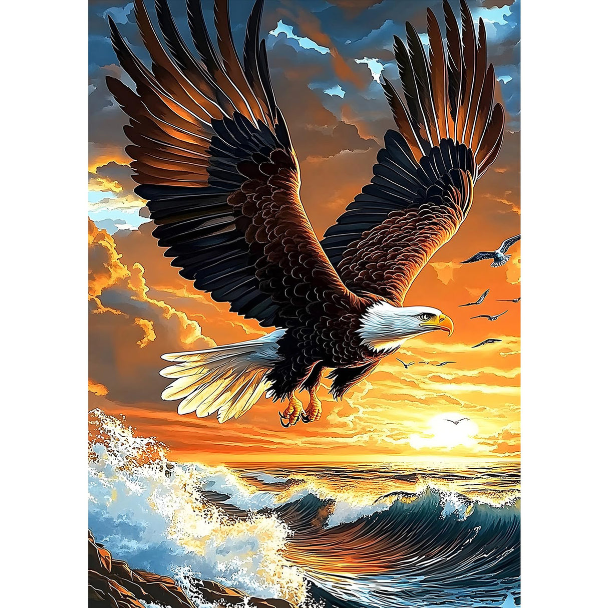 MXJSUA DIY Flying Eagle Diamond Painting Kits for Adults, Diamond Gem Art Painting for Beginners, Diamond Picture with Full Round Drill Dots Craft Set Gift, 12 * 16 Inch MXJSUA