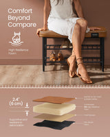 VASAGLE EKHO Collection - Shoe Rack Bench, Storage Bench for Entryway, Synthetic Leather with Stitching, Mid-Century Modern, Loads 300 lb, 11.8 x 31.5 x 19.7 Inches, Caramel Brown ULSB054K01 VASAGLE