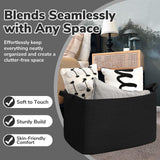 Goodpick Large Blanket Basket Living Room, 21.6" x 14.9" x 11.8" Woven Storage Basket for Blankets, Toys, Rectangle Rope Dirty Clothes Baskets for Nursery, Bedroom, Black Goodpick