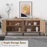 XIAO WEI Sideboard with Handmade Natural Rattan Woven Doors, Rattan Cabinet Console Table Storage Cabinet Buffet Cabinet, for Kitchen, Living Room, Hallway, Entryway-2 Pieces(Natural) XIAO WEI